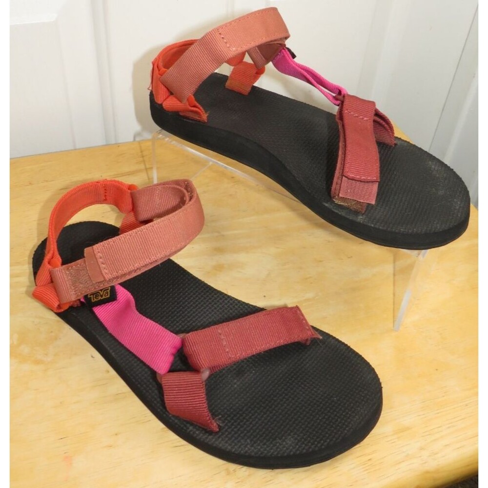 Teva Original Universal Sandal S/N 1003987 Womens 7 Multi Orange Pink Colorblock
